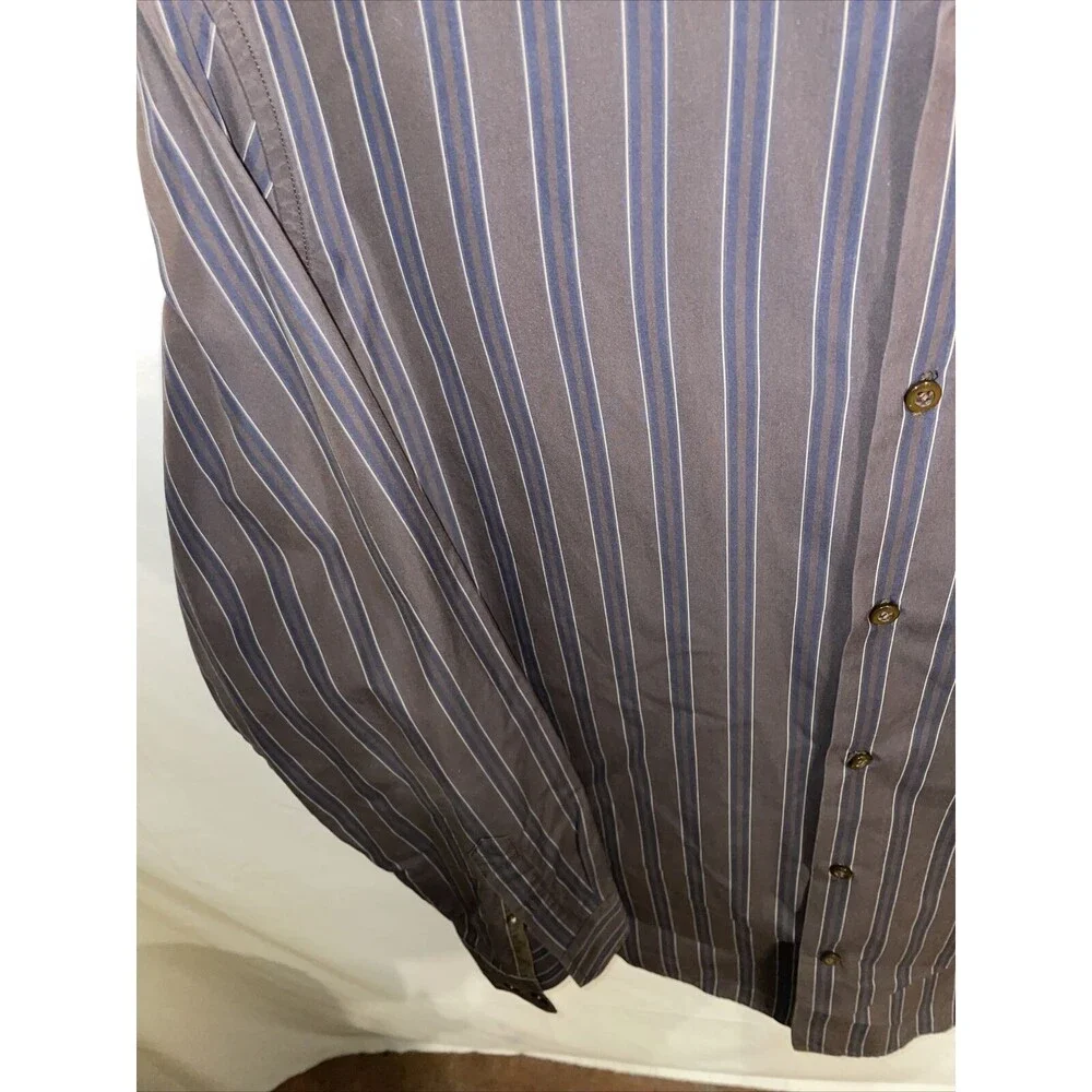 Banana Republic Dress Shirt Men’s Size Large Brown Striped Long Sleeve Button Up